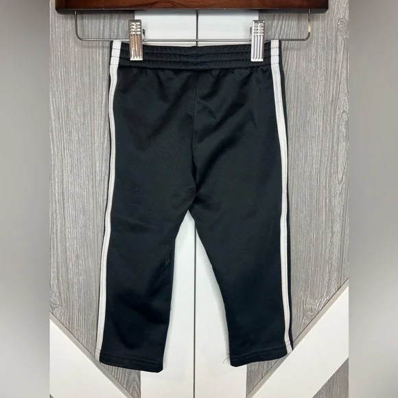 D12.26 Adidas Kids Track Pants Black and Classic 3 Stripe 2T - Picture 2 of 3